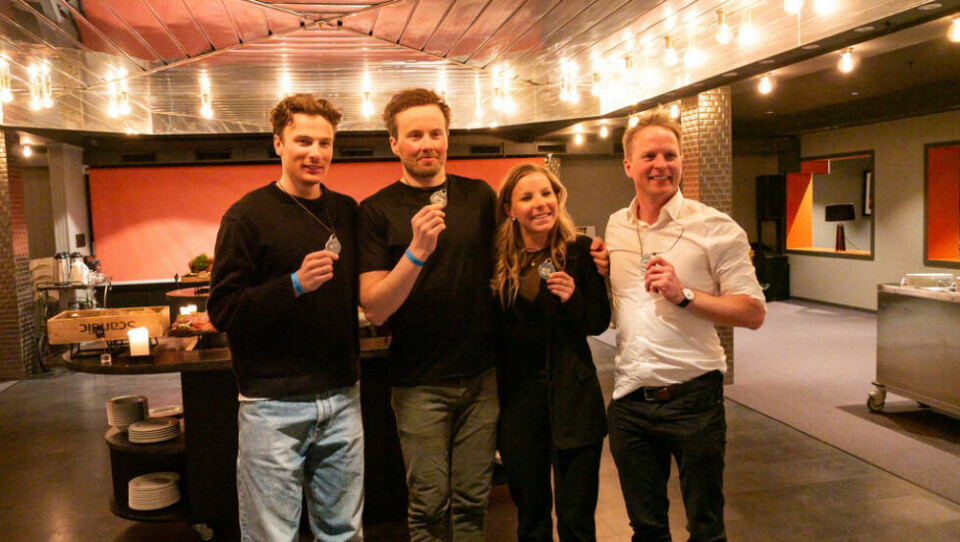 Vinnerne av slavemerket 2024. Fra venstre Max No-vak, Emil Iversen, Johanna Hagstrøm og Sondre Rabbe Hoem. Vinnerne av slavemerket 2024. Fra venstre Max No-vak, Emil Iversen, Johanna Hagstrøm og Sondre Rabbe Hoem. Foto: Per Ludvig Mosti.