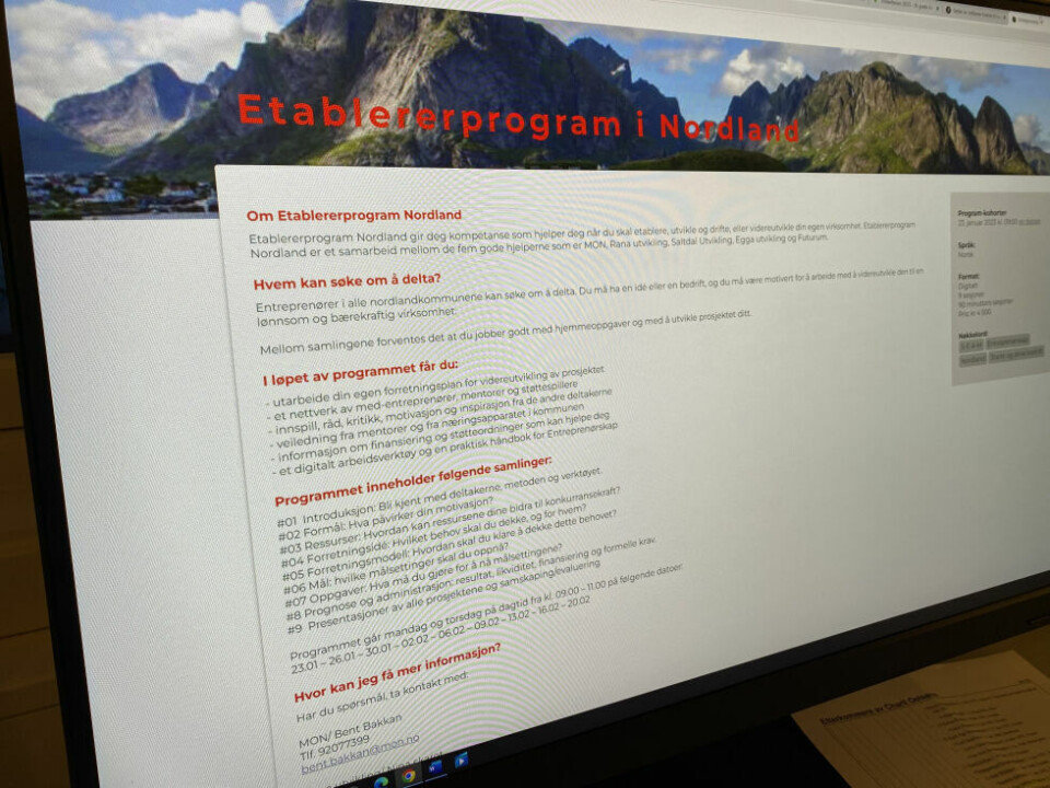 Gjennom etablererprogrammet i Nordland kan man få gode råd til oppstart av firma. Gjennom etablererprogrammet i Nordland kan man få gode råd til oppstart av firma.