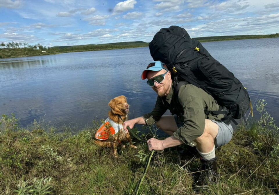 TRIVES PÅ TUR. Geir Wenberg og Mutti storkoser seg på tur, og har kommet fram til Kautokeino på Finnmarksvidda TRIVES PÅ TUR. Geir Wenberg og Mutti storkoser seg på tur, og har kommet fram til Kautokeino på Finnmarksvidda Foto: Privat