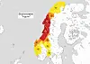 RØDT. Indre Salten er nå inkludert i det røde farenivåer som er meldt i Nordland. Folk blir bedt om å ta sine forholdsregler. Foto: Meteorologisk institutt
