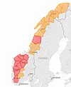 I helga er det meldt rødt farevarsel i Svartisen-området og oransje farevarsel i Salten for snøskred. Foto: Skjermdump fra NVE