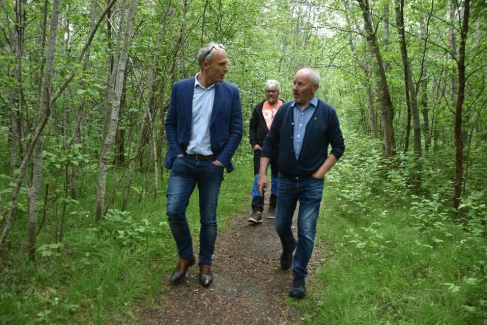 BARE POSITIVT. Formannskapet med ordfører Rune Berg i spissen sammen med Tore Johan Arntzen i Handelsbygg etter befaring på den nye plassering for Europris. BARE POSITIVT. Formannskapet med ordfører Rune Berg i spissen sammen med Tore Johan Arntzen i Handelsbygg etter befaring på den nye plassering for Europris. Foto: Sylvia Bredal