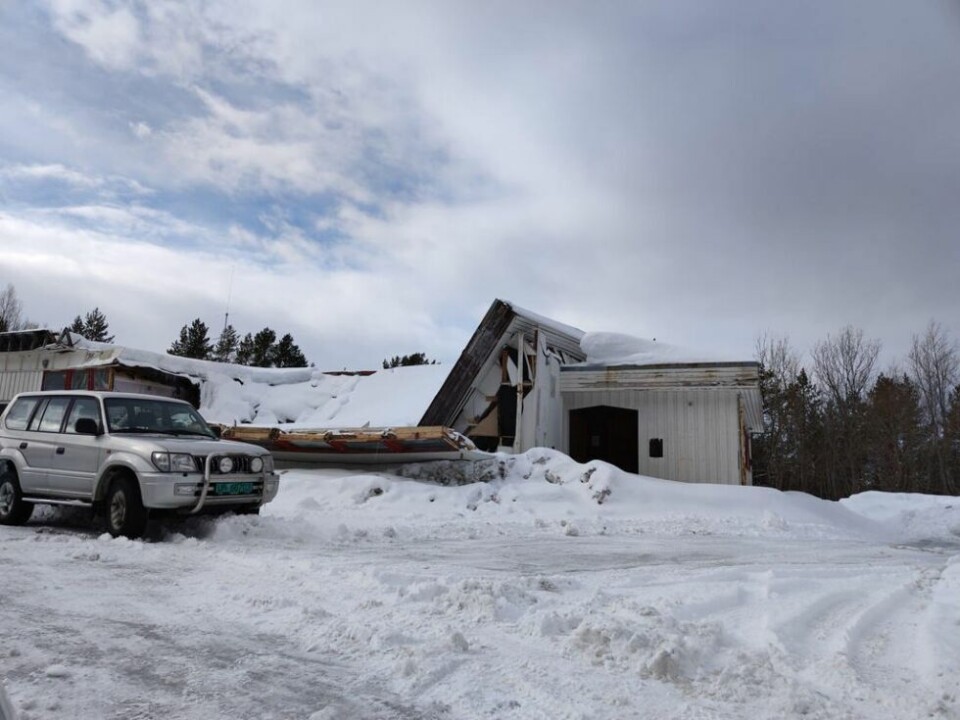 KOLLAPSET. Det er mange år siden butikken på Kvarv stengte, og i vinter har det bygget seg opp store mengder med snø på taket. Til slutt ble det for mye. KOLLAPSET. Det er mange år siden butikken på Kvarv stengte, og i vinter har det bygget seg opp store mengder med snø på taket. Til slutt ble det for mye.