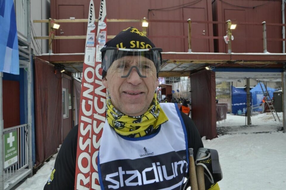 FORNØYD. Gøran Olsen hadde all mulig grunn til å være tilfreds etter et solid løp under tunge og vanskelige forhold i Vasaloppet. FORNØYD. Gøran Olsen hadde all mulig grunn til å være tilfreds etter et solid løp under tunge og vanskelige forhold i Vasaloppet. Foto: Knut Erlend Jegersen
