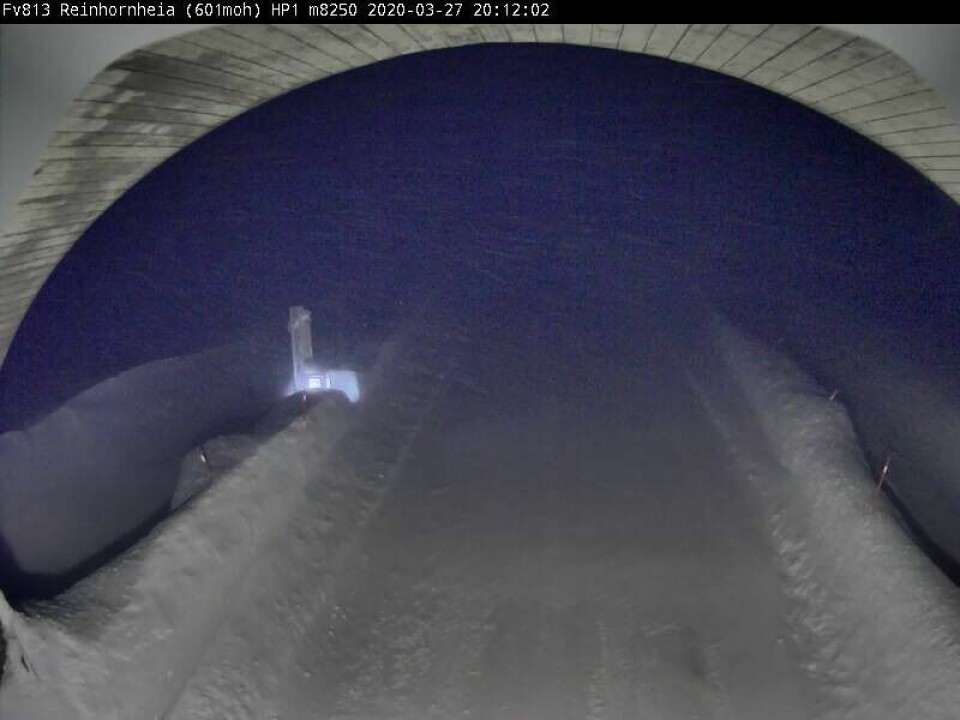 Slik ser det ut på Beiarfjellet lørdag kveld. Slik ser det ut på Beiarfjellet lørdag kveld. Foto: Webkamera/Statens vegvesen