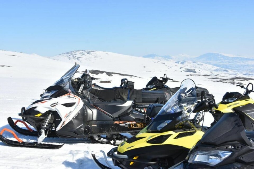 SKUTERKJØRING. I april 2019 var det befaring på Saltfjellet i forbindelse med verneplanen. SKUTERKJØRING. I april 2019 var det befaring på Saltfjellet i forbindelse med verneplanen. Foto: Sylvia Bredal