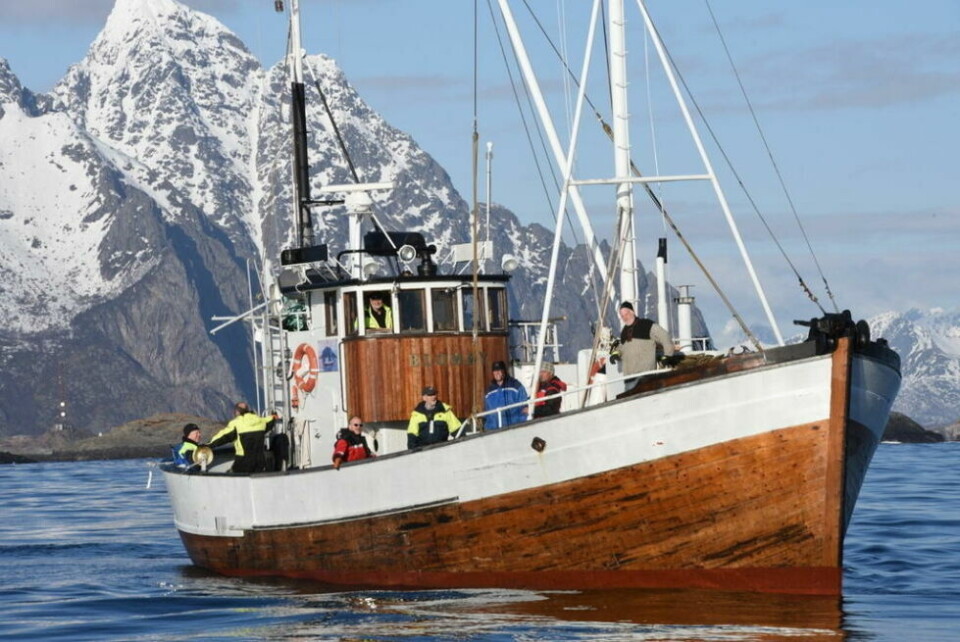 'Blomøy' utenfor Henningsvær under skreifiske et år. 'Blomøy' utenfor Henningsvær under skreifiske et år. Foto: Duncan Kemp