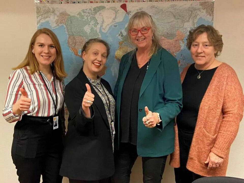 Flyktningetjenesten i Saltdal, fra venstre Olesia Synia, Vanja Jensen, Astrid Nystad og Magda Asphaug. Flyktningetjenesten i Saltdal, fra venstre Olesia Synia, Vanja Jensen, Astrid Nystad og Magda Asphaug. Foto: Arkiv