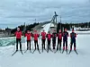 IMPONERTE. Gjengen fra Indre Salten imponerte i Holmenkollen. På bildet er Fauske-løperne Peder Risvoll Godø, Max Øren Opheim, Morten Megård og Eskil Mordal, Emil Staupåmo Bentsen fra IL Vinger, Emil Djupvik og Øyvind Helle Hjemaas fra Valnesfjord, Kasper Djupvik fra Halsøy men med mama fra Valnesfjord og Elias Djuvik fra Valnesfjord. Foto: Robert S. Bentsen