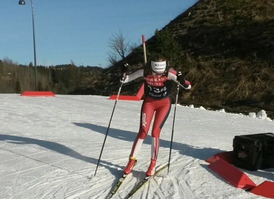 Marie Risvoll Amundsen gikk inn til en sterk 15.plass på fredagens øvelse i Norgescupen for juniorer i Holmenkollen. Marie Risvoll Amundsen gikk inn til en sterk 15.plass på fredagens øvelse i Norgescupen for juniorer i Holmenkollen. Foto: Fauske IL langrenn