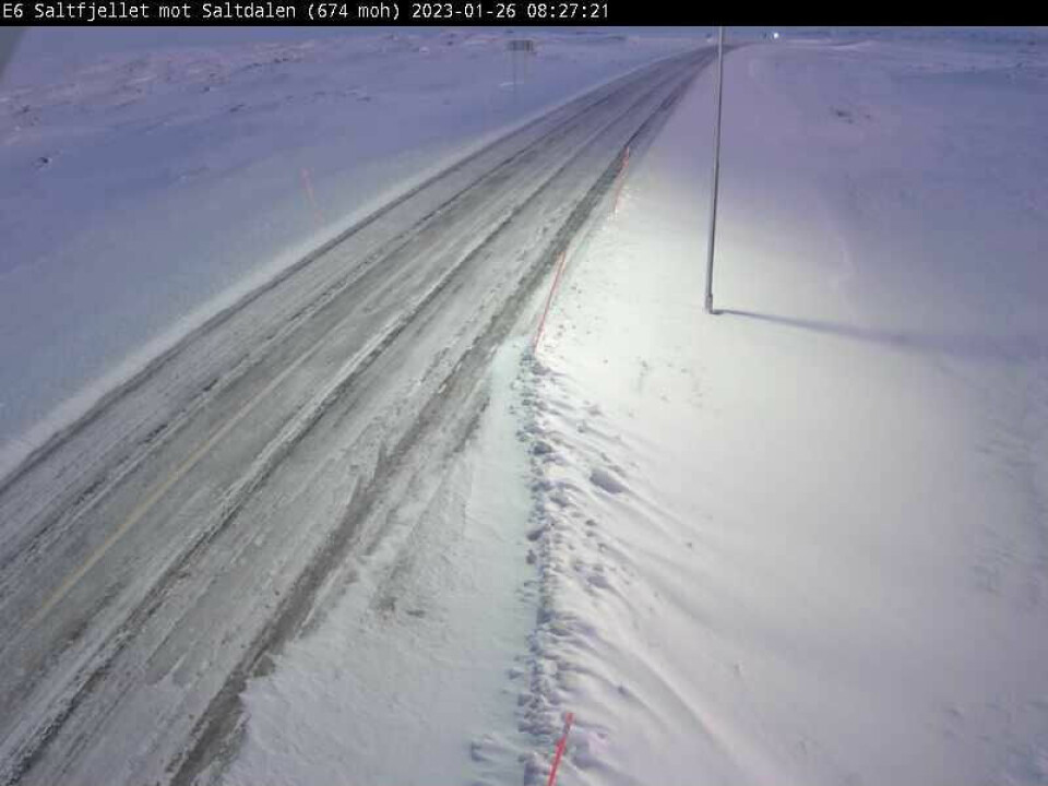 Varierende vær kan gjøre at det blir glatt på veiene. Varierende vær kan gjøre at det blir glatt på veiene. Foto: Skjermdump Statens vegvesen