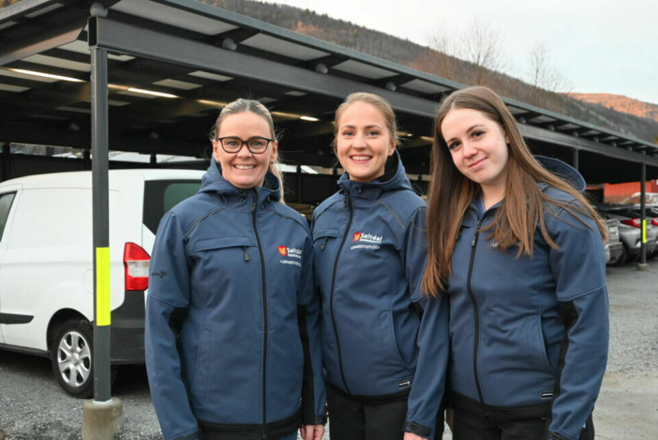 GÅR VINTEREN I MØTE MED ET SMIL. (f.v) Tjenesteleder for hjemmesykepleien Hilde Albinussen, Rachel Spørck og Camilla Fridtjofsen. GÅR VINTEREN I MØTE MED ET SMIL. (f.v) Tjenesteleder for hjemmesykepleien Hilde Albinussen, Rachel Spørck og Camilla Fridtjofsen. Foto: Lise Ailin Rosvoll Berntzen