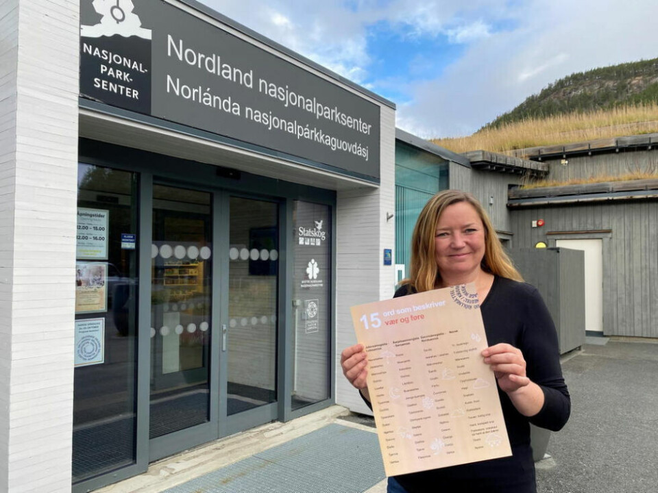 FØRSTE GANG. Laila Ingvaldsen ved Nordland nasjonalparksenter forteller om en innholdsrik uke med samisk språk som tema. Begge foto: Eva S. WintherLESER FOR BARNA. Sissel Horndal, forfatter og illustratør fra Mørsvikbotn i Sørfold, kommer til familiedagen ved nasjonalparksenteret. FØRSTE GANG. Laila Ingvaldsen ved Nordland nasjonalparksenter forteller om en innholdsrik uke med samisk språk som tema. Begge foto: Eva S. Winther