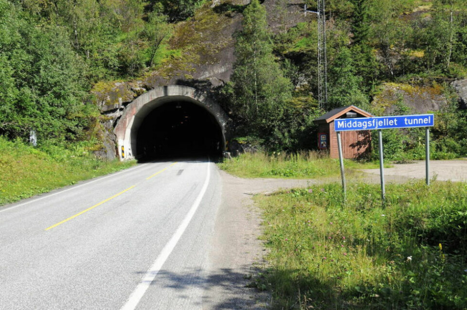 SKAL UTBEDRES. Middagsfjellet tunnel på E6 i Sørfold er en av tunnelene som trenger utbedring. SKAL UTBEDRES. Middagsfjellet tunnel på E6 i Sørfold er en av tunnelene som trenger utbedring. Foto: Arild Bjørnbakk