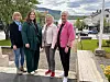 DISKUTERTE SAMARBEID. Karin Rømo Sandvik i Gode Øyeblikk, ordfører i Fauske Marlen Rendall Berg, Trine Stenvold i Fauske Næringsforum og Siv Helskog i Gode Øyeblikk hadde nylig et møte der de så på å utvikle samarbeidet. Foto: Espen Johansen