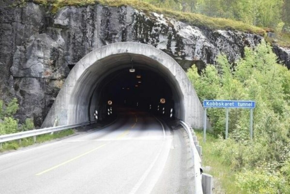 Kobbskartunnelen i Sørfold er likevel åpen for trafikk lørdag. Kobbskartunnelen i Sørfold er likevel åpen for trafikk lørdag. Foto: Eva S. Winther