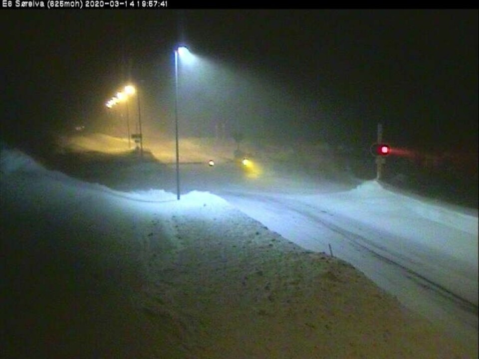 Saltfjellet stengt i natt Foto: Webkamera Statens vegvesen