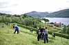 Det utvalgte kulturlandskapet nord i Sørfold er et av arbeidsområdene til stillingen som landbrukskonsulent. Her fra en slåttedag på Engan. Foto: Arkiv