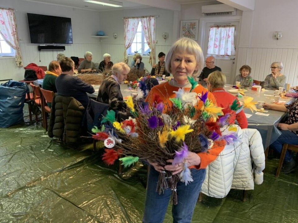 FASTELAVNRIS. Leder av Fauske sanitetsforening, Lillian Slettvoll med favnen full av fastelavnsris som sanitetsforeningen skal selge fra 17. februar. Inntektene fra salget skal gå til ungdommen i Fauske. FASTELAVNRIS. Leder av Fauske sanitetsforening, Lillian Slettvoll med favnen full av fastelavnsris som sanitetsforeningen skal selge fra 17. februar. Inntektene fra salget skal gå til ungdommen i Fauske. Foto: Frank Øvrewall
