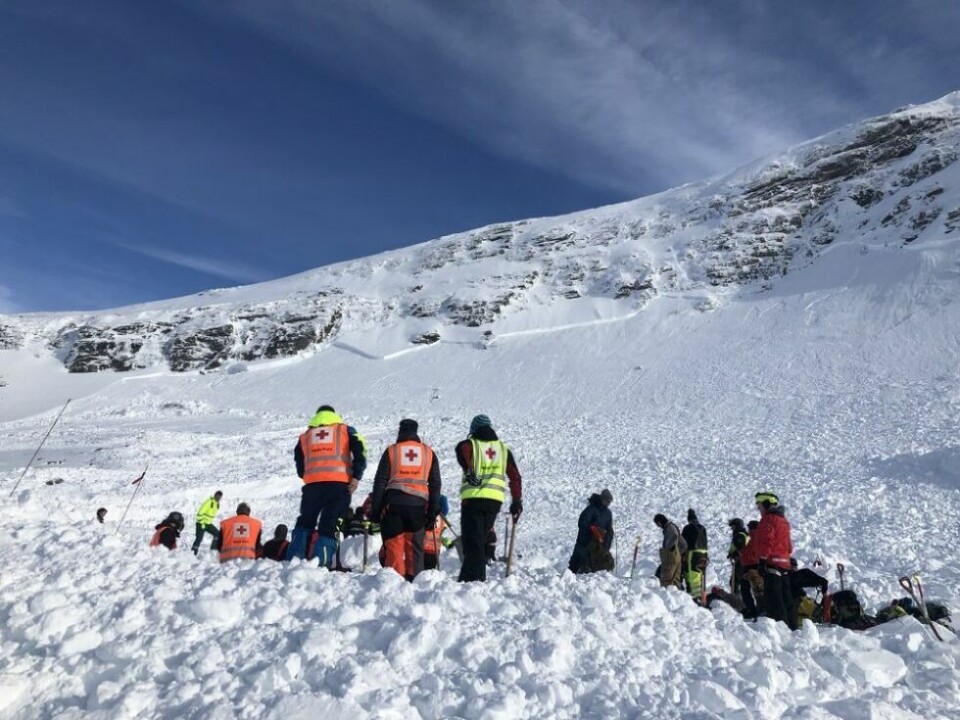 Bilder er fra skredstedet under Durmålstinden. Bilder er fra skredstedet under Durmålstinden. Foto: Torbjørn Pedersen/Røde kors