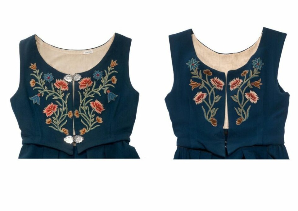 TO VARIANTER. Nordlandsbunaden med gammelt og nytt broderi.VARIANT. Nordlandsbunaden finnes i mange varainter TO VARIANTER. Nordlandsbunaden med gammelt og nytt broderi.