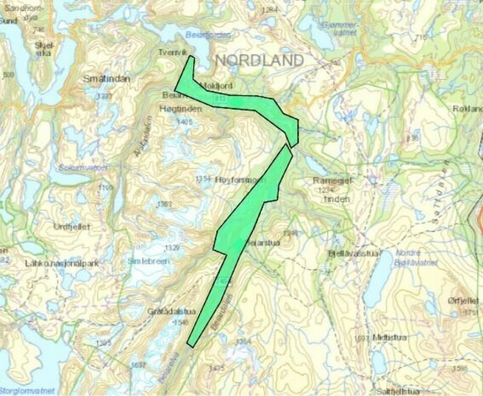 Området som skal bygges ut. Kart: Telenor Området som skal bygges ut. Kart: Telenor