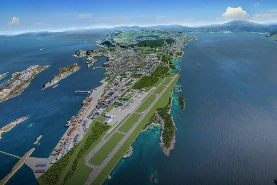 SLIK BLIR DET: Flytting av flyplassen i Bodø sørover, slik illustrasjonen viser, vil frigjøre enorme arealer som Bodø kan bruke til å vokse. SLIK BLIR DET: Flytting av flyplassen i Bodø sørover, slik illustrasjonen viser, vil frigjøre enorme arealer som Bodø kan bruke til å vokse. Foto: Bodø kommune