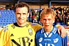 LANG KARRIERE. Håvard Halvorsan spilte mange sesonger for Bodø/Glimt på 2000-tallet. Her etter en cupkamp mot Sprint og Daniel Stensland på Fauske. Stensland endte forøvrig også opp i Glimt, og har scoret for dem i eliteserien. Foto: Saltenposten