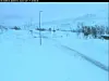 Saltfjellet er stengt. Her fra bommen på nordsiden tirsdag morgen. Foto: Webkamera, Statens vegvesen