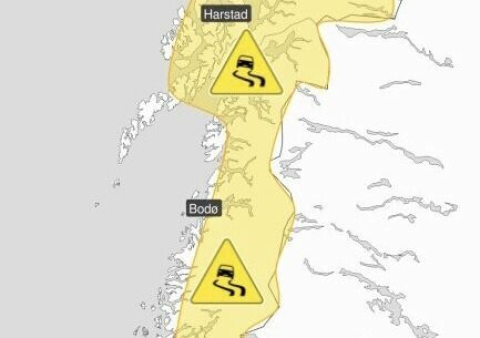 Det kan bli vanskelige kjøreforhold i Nordland. Det kan bli vanskelige kjøreforhold i Nordland.