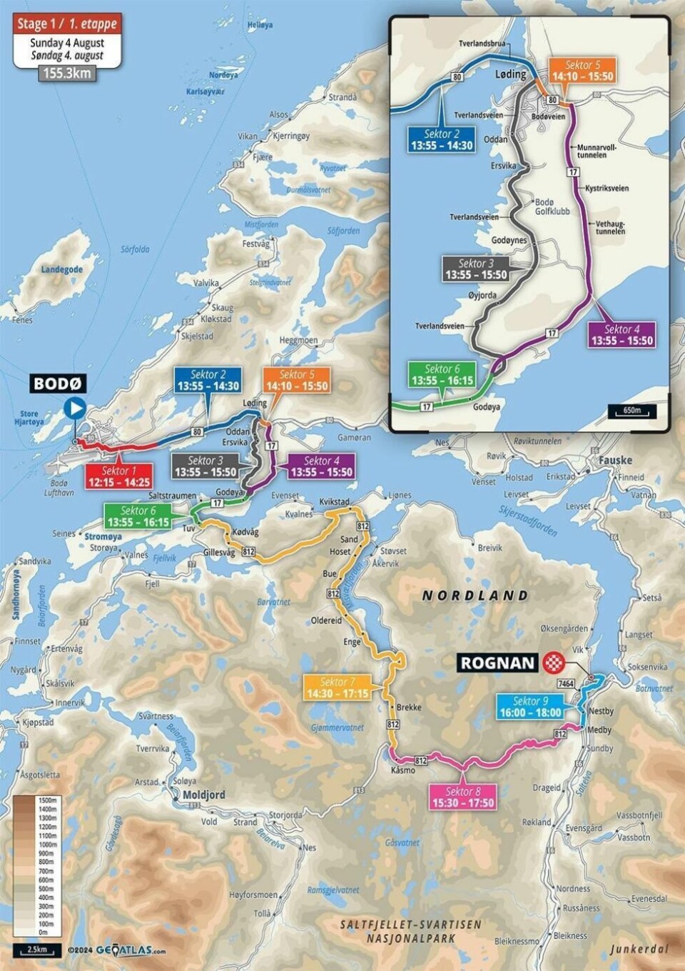 Her finner du tidspunktene for veistenging under Arctic Race
