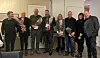 JUBILERER. F.v. Kommunalleder for helse og omsorg Morten Hammer, Line Strand, Rune Jørgensen, Håkon Sæther, Mai Larssen, Ivar Sæther, kommunalleder oppvekst og kultur Kari-Marie Stenmark og ordfører Andre Kristoffersen Foto: Beiarn kommune