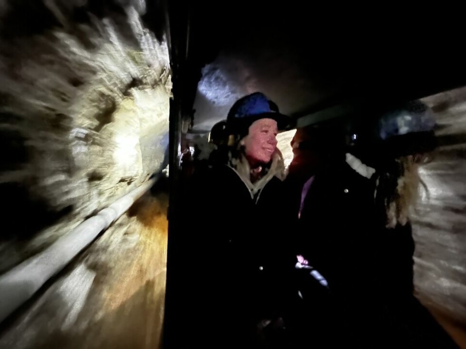 MØRKT. Turen med gruvetoget tar de besøkende 1,6 kilometer inn i fjellet Koppartoppen. MØRKT. Turen med gruvetoget tar de besøkende 1,6 kilometer inn i fjellet Koppartoppen. Foto: Erica Restoften