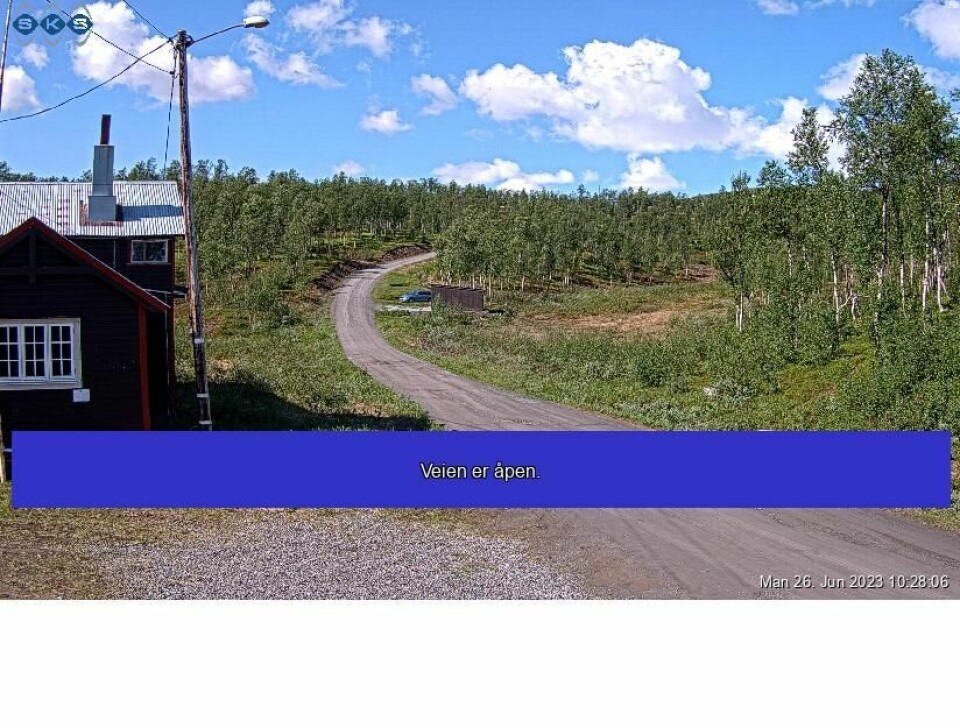 Nå er Balvassveien åpnet for sommeren. Nå er Balvassveien åpnet for sommeren. Foto: SKS webkamera