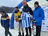 PREMIE. Her er seierspallen for herrer. Den svenske vinneren fikk en Messi-drakt i premie. Argentinerne elsker virkelig sine fotballhelter. Foto: Ståle Indregård