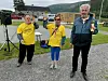 Saltnes 2 til topps. Fra venstre Morten Furumo, Hanne Aanderbakk, Jon A. Klausen stakk av med boccia-seieren. Foto: Kaleido