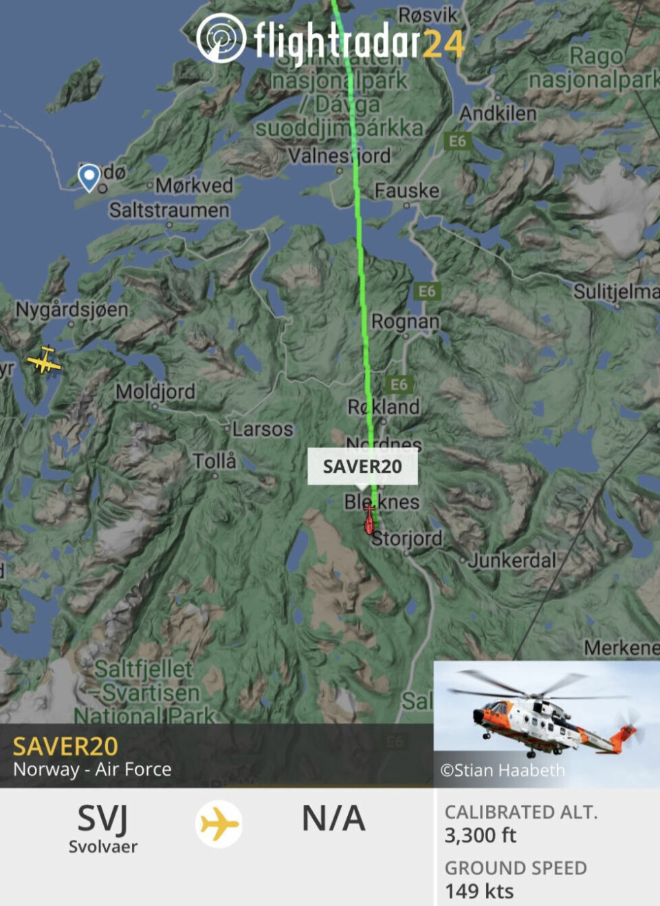 Frontkollisjon i 90-sone Foto: Flightradar