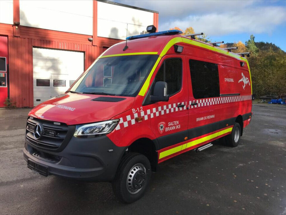 NY BIL. Salten Brann IKS har anskaffet ny utrykningsbil til redningsdykkertjenesten. Bilen leveres til selskapet 21. desember. NY BIL. Salten Brann IKS har anskaffet ny utrykningsbil til redningsdykkertjenesten. Bilen leveres til selskapet 21. desember.