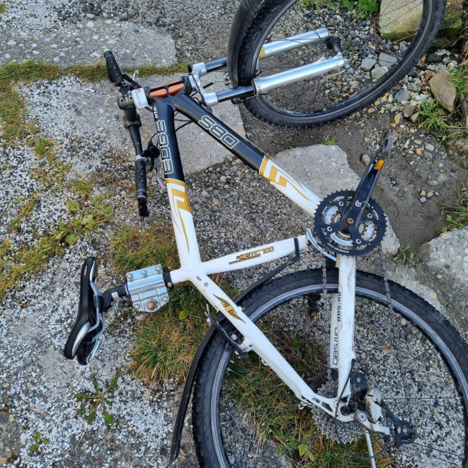 PÅ STEDET. Tyven kom tydeligvis på sykkel, som ligger tilbake på åstedet. PÅ STEDET. Tyven kom tydeligvis på sykkel, som ligger tilbake på åstedet. Foto: Privat