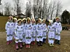 STUNDENS ALVOR. Astronautene var spente før avgang. Fra venstre Irina Darmonski (5), Sara Sjåvik (5), Eva Finvik (5), Selma Dale (5), Kähtriin Niklus (6), Mie Kristiansen (4), Peter Arntzen (5), Leah Lillegård (5), Lukas Osbakk (5) og Mats Arntzen (6). Foto: Eva S. Winther