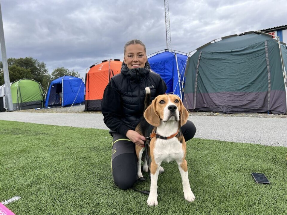 HundeutstillingMarion Norum og Oscar på ett år. Han er en beagle.