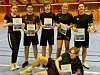 VANT. Denne gjengen vant volleyballturneringa. Fra venstre Silje Heffermehl, Ronay Ahmed Aykut, Mikael Skar Hansen, Emilie Furnes og Wilhelm Vassvik. Liggende foran er Mathias Martinussen. Foto: Eva Bredal Engan