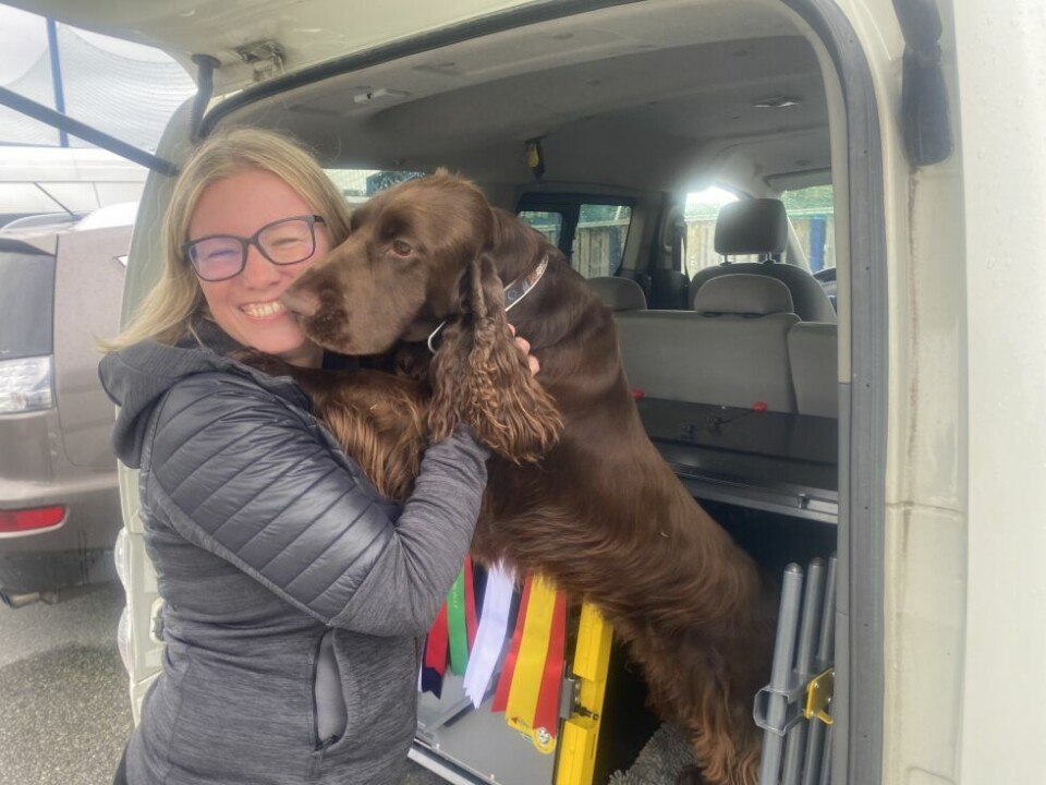 HundeutstillingFelix (3) og matmor Tone Berg koser seg på utstilling, og han deler mer enn gjerne ut kyss og klemmer.