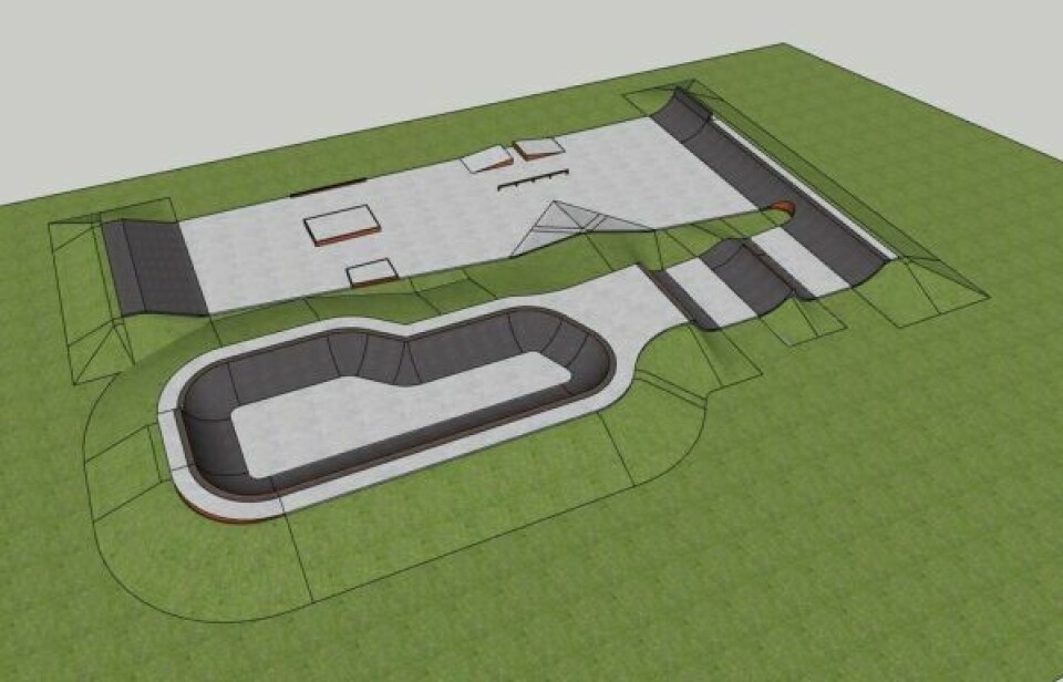 BETONGPARK. Dette er siste tegning av hvordan skateparken skal se ut. - Vi har vært med hele veien og kommet med innspill og ønsker, forklarer Anders og Håvard. BETONGPARK. Dette er siste tegning av hvordan skateparken skal se ut. - Vi har vært med hele veien og kommet med innspill og ønsker, forklarer Anders og Håvard. Foto: Betongpark AS