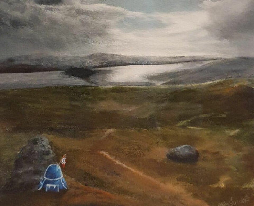 30. Dette er premien til de som når 30 deltakelser i Vardemarsjen, et bilde med motiv fra marsjen, malt av Anita Jacobsen. Foreløpig har to deltakere 30 eller 31 deltakelser, John Strøm og Øydis Åsjord. 30. Dette er premien til de som når 30 deltakelser i Vardemarsjen, et bilde med motiv fra marsjen, malt av Anita Jacobsen. Foreløpig har to deltakere 30 eller 31 deltakelser, John Strøm og Øydis Åsjord. Foto: Finneid IL