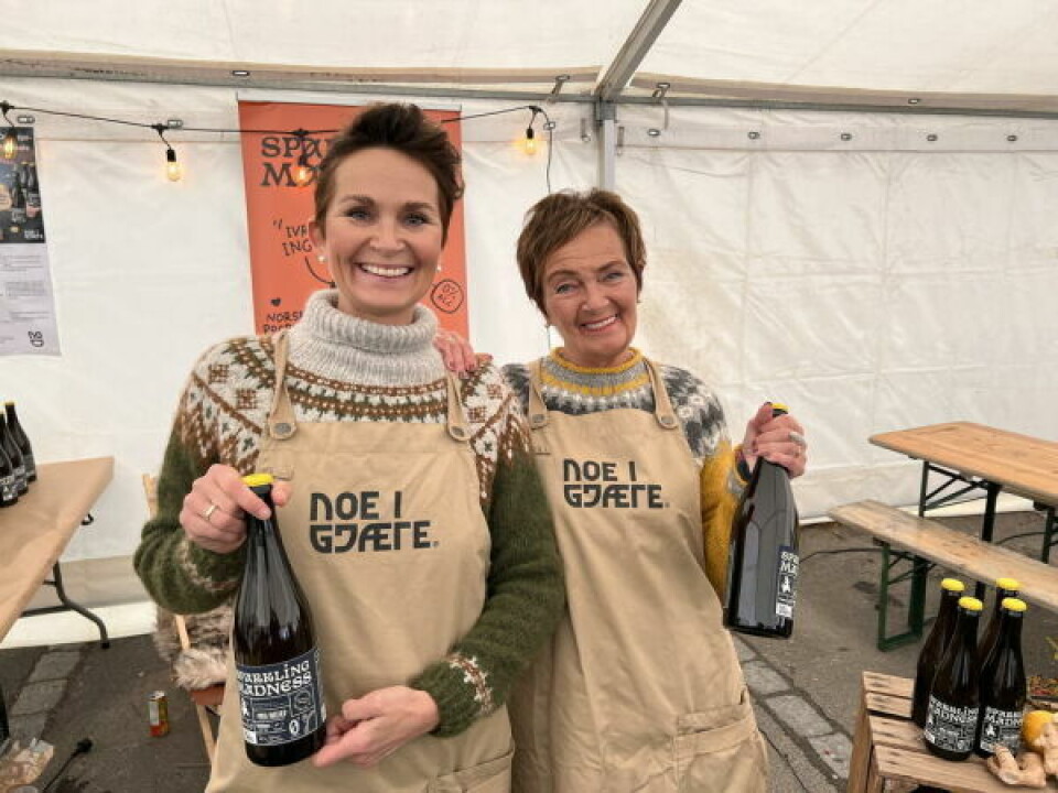 ALKOHOLFRI, MEN SMAKFULL. Lise Kathrin Svartvatn har med mamma Lisbeth Krane på stand og selger alkoholfri musserende drikke med ingefær og sitron. ALKOHOLFRI, MEN SMAKFULL. Lise Kathrin Svartvatn har med mamma Lisbeth Krane på stand og selger alkoholfri musserende drikke med ingefær og sitron. Foto: Espen Johansen
