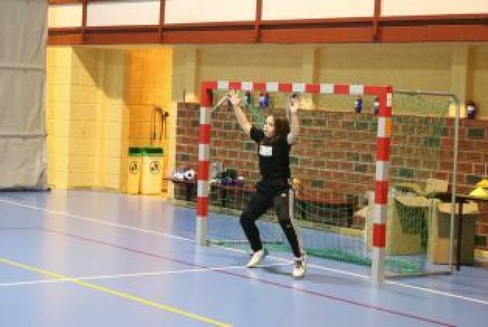 Målvakt. Enya Erikstad Almo (11) reddet flere skudd. Målvakt. Enya Erikstad Almo (11) reddet flere skudd. Foto: Grete Elisabeth Nomeland