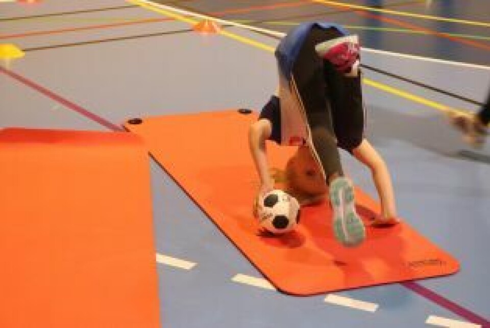 HINDERLØYPE. Alle barna måtte prøve seg på en hinderløype, de stupte kråke og løp sikksakk. HINDERLØYPE. Alle barna måtte prøve seg på en hinderløype, de stupte kråke og løp sikksakk. Foto: Grete Elisabeth Nomeland