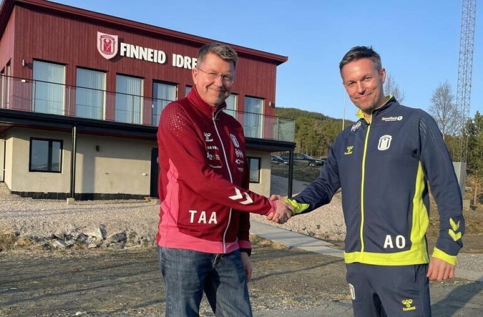 OVERTAR. Andreas Opheim (til høyre) overtar ledervervet i Finneid IL etter Truls Aanstad, og roser forgjengeren for en formidabel jobb, OVERTAR. Andreas Opheim (til høyre) overtar ledervervet i Finneid IL etter Truls Aanstad, og roser forgjengeren for en formidabel jobb, Foto: Finneid IL
