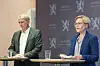 ØKER LØNNEN. Helse- og omsorgsminister Ingvild Kjerkol (Ap) og assisterende helsedirektør Olav Valen Slåttebrekk inviterer til pressekonferanse for å orientere om endringane i fastlegeordningen. Foto: NTB